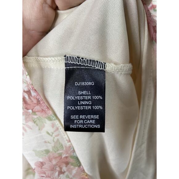 Ark & Co Anthropologie Dress Women L Cream Floral Rose Pintuck Sleeveless Halter - Picture 10 of 14